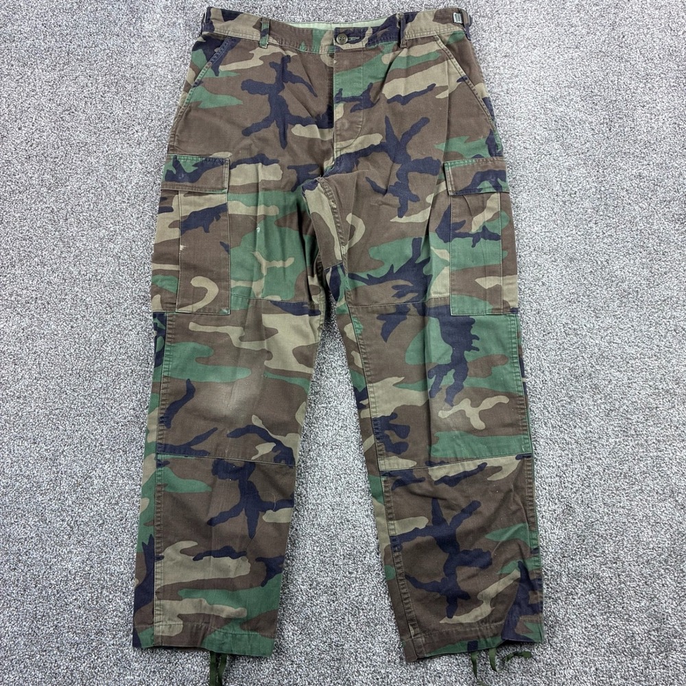US Military Pants Mens Medium Short Woodland Camo BDU Hot Weather Trousers